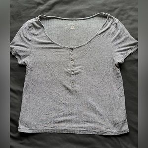 American Eagle, black/white stripe shirt, size medium